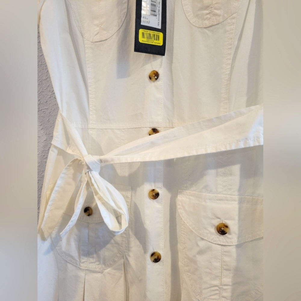 NWT Anne Klein White Midi Shirt Dress 4 - Picture 7 of 7